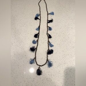 Fun Blue and Navy Tassel Necklace